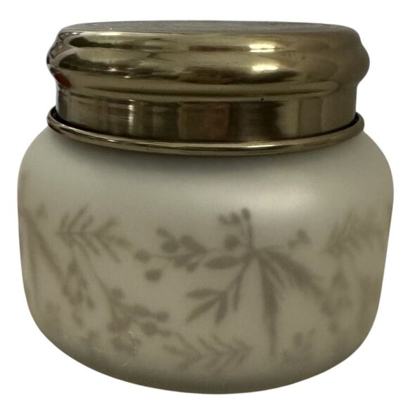 Capri Blue Empty Candle Jar 19oz Frosted Cream and Gold Botanical Brass Lid - Picture 1 of 4